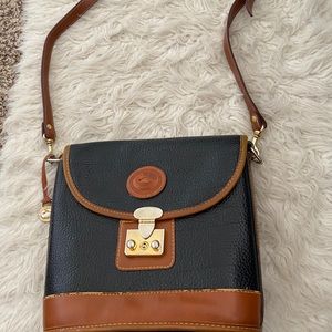 Black and brown leather crossbody